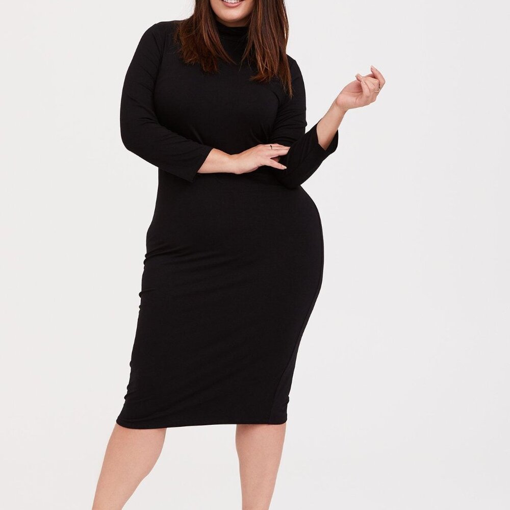 Sexy classic black turtle neck dress